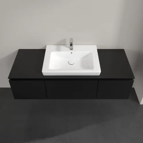 Bild von VILLEROY BOCH Legato Waschbeckenunterschrank, 3 Auszüge, 1400 x 380 x 500 mm, Black Matt Lacquer / Black Matt Lacquer #B68400PD