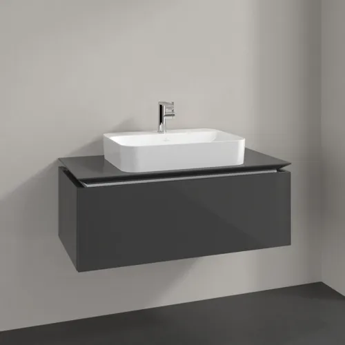 Bild von VILLEROY BOCH Legato Waschbeckenunterschrank, 1 Auszug, 1000 x 380 x 500 mm, Glossy Grey / Glossy Grey #B75500FP