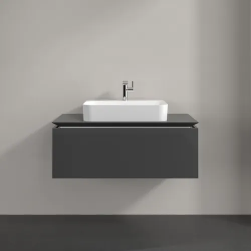 Bild von VILLEROY BOCH Legato Waschbeckenunterschrank, 1 Auszug, 1000 x 380 x 500 mm, Glossy Grey / Glossy Grey #B75500FP