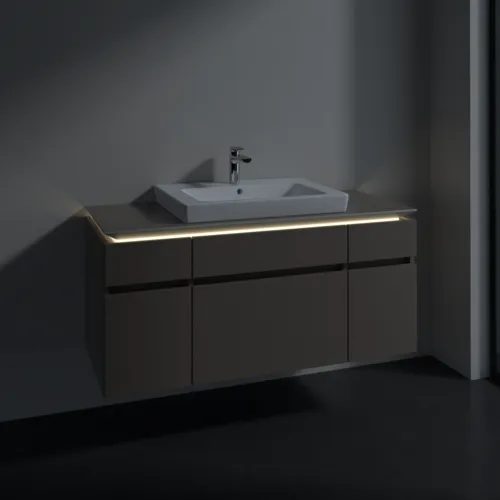VILLEROY BOCH Legato Waschbeckenunterschrank, mit Beleuchtung, 5 Auszüge, 1200 x 550 x 500 mm, Truffle Grey / Truffle Grey #B683L0VG, Bild 3