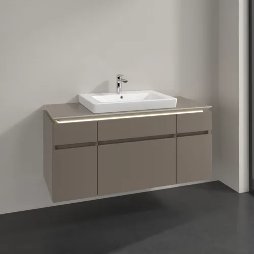 VILLEROY BOCH Legato Waschbeckenunterschrank, mit Beleuchtung, 5 Auszüge, 1200 x 550 x 500 mm, Truffle Grey / Truffle Grey #B683L0VG, Bild 2