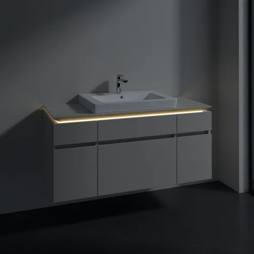 VILLEROY BOCH Legato Waschbeckenunterschrank, mit Beleuchtung, 5 Auszüge, 1200 x 550 x 500 mm, Soft Grey / Soft Grey #B683L0VK, Bild 3