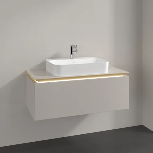 Bild von VILLEROY BOCH Legato Waschbeckenunterschrank, mit Beleuchtung, 1 Auszug, 1000 x 380 x 500 mm, Soft Grey / Soft Grey #B755L0VK