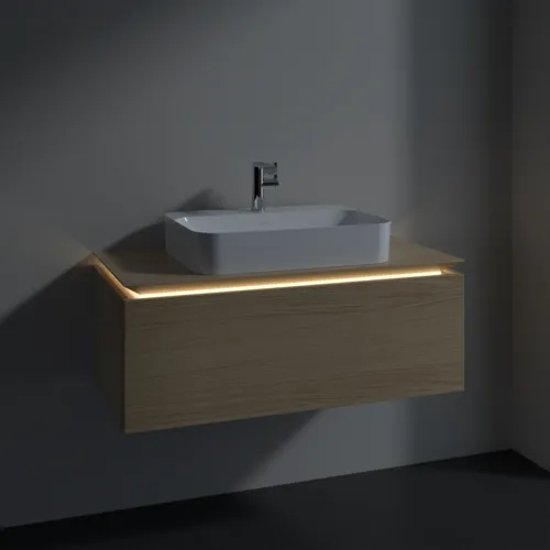 Obrázek VILLEROY BOCH Legato toaletní skříňka, s osvětlením, 1 zásuvka, 1000 x 380 x 500 mm, severský dub / severský dub #B755L0VJ