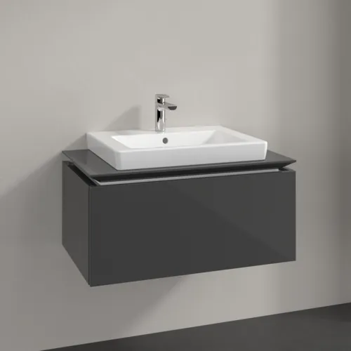 Bild von VILLEROY BOCH Legato Waschbeckenunterschrank, 1 Auszug, 800 x 380 x 500 mm, Glossy Grey / Glossy Grey #B67800FP