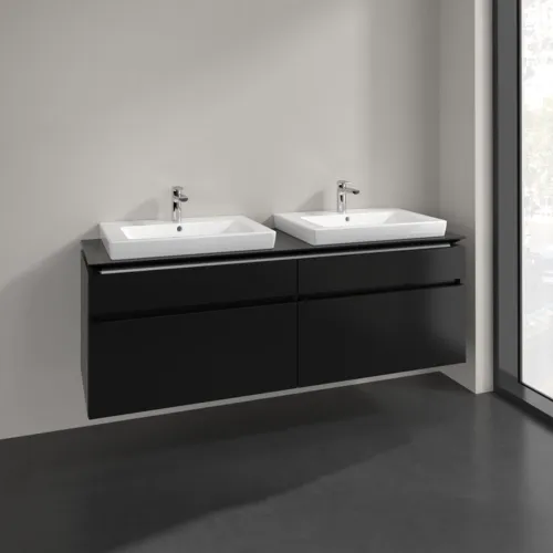 Bild von VILLEROY BOCH Legato Waschbeckenunterschrank, 4 Auszüge, 1600 x 550 x 500 mm, Black Matt Lacquer / Black Matt Lacquer #B69300PD