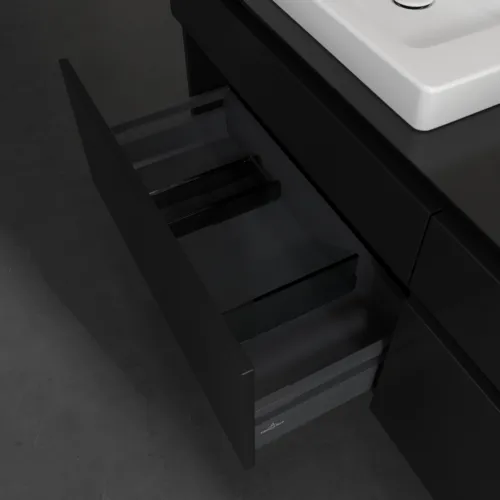Bild von VILLEROY BOCH Legato Waschbeckenunterschrank, 4 Auszüge, 1600 x 550 x 500 mm, Black Matt Lacquer / Black Matt Lacquer #B69300PD
