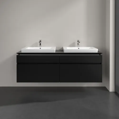 Bild von VILLEROY BOCH Legato Waschbeckenunterschrank, 4 Auszüge, 1600 x 550 x 500 mm, Black Matt Lacquer / Black Matt Lacquer #B69300PD