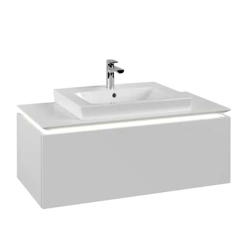 Obrázek VILLEROY BOCH Legato toaletní skříňka, s osvětlením, 1 zásuvka, 1000 x 380 x 500 mm, bílá matná / bílá matná #B680L0MS