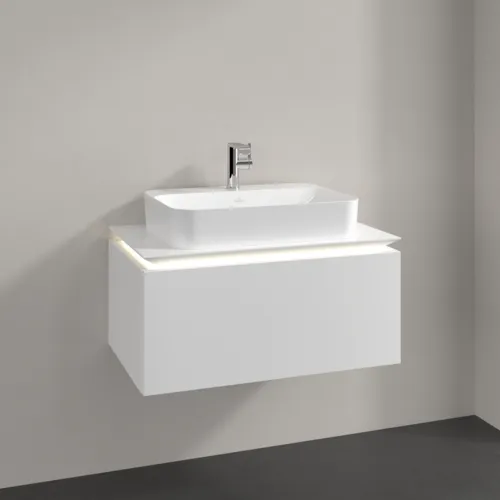Obrázek VILLEROY BOCH Legato toaletní skříňka, s osvětlením, 1 zásuvka, 800 x 380 x 500 mm, bílá matná / bílá matná #B753L0MS