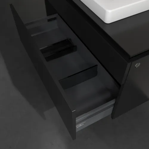 Bild von VILLEROY BOCH Legato Waschbeckenunterschrank, mit Beleuchtung, 2 Auszüge, 1000 x 550 x 500 mm, Black Matt Lacquer / Black Matt Lacquer #B681L0PD