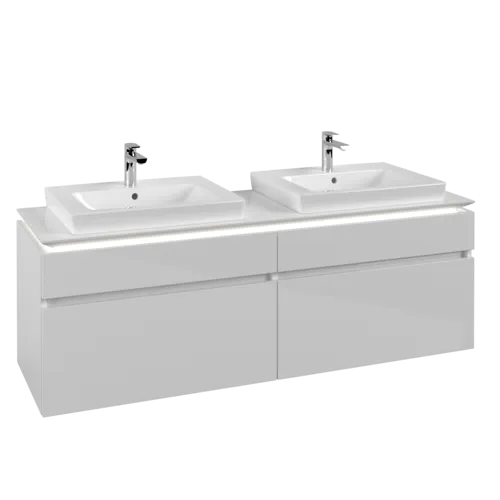 Obrázek VILLEROY BOCH Legato toaletní skříňka, s osvětlením, 4 výsuvy, 1600 x 550 x 500 mm, lesklá bílá / lesklá bílá #B693L0DH