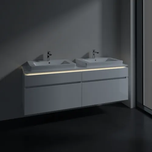 Bild von VILLEROY BOCH Legato Waschbeckenunterschrank, mit Beleuchtung, 4 Auszüge, 1600 x 550 x 500 mm, Glossy White / Glossy White #B693L0DH