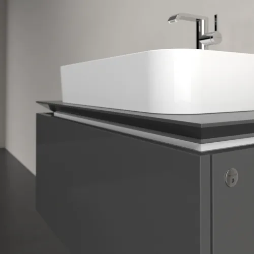 Bild von VILLEROY BOCH Legato Waschbeckenunterschrank, mit Beleuchtung, 1 Auszug, 800 x 380 x 500 mm, Glossy Grey / Glossy Grey #B753L0FP