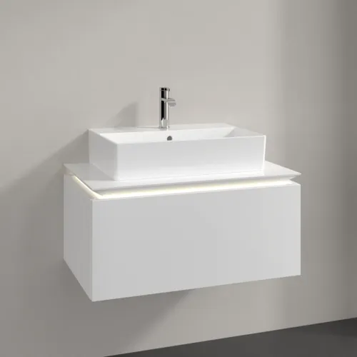 Bild von VILLEROY BOCH Legato Waschbeckenunterschrank, mit Beleuchtung, 1 Auszug, 800 x 380 x 500 mm, Glossy White / Glossy White #B601L0DH