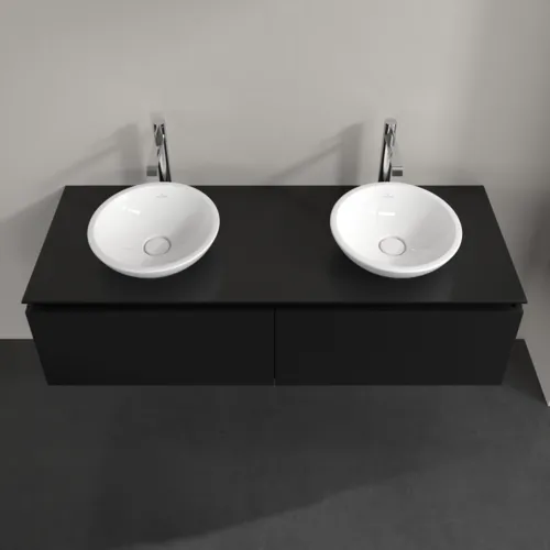 Bild von VILLEROY BOCH Legato Waschbeckenunterschrank, 2 Auszüge, 1400 x 380 x 500 mm, Black Matt Lacquer / Black Matt Lacquer #B59100PD