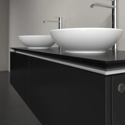 Bild von VILLEROY BOCH Legato Waschbeckenunterschrank, 2 Auszüge, 1400 x 380 x 500 mm, Black Matt Lacquer / Black Matt Lacquer #B59100PD