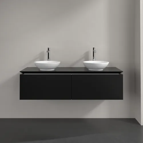 Bild von VILLEROY BOCH Legato Waschbeckenunterschrank, 2 Auszüge, 1400 x 380 x 500 mm, Black Matt Lacquer / Black Matt Lacquer #B59100PD
