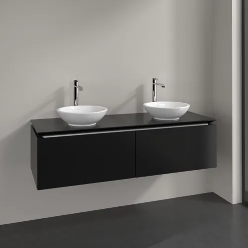 Bild von VILLEROY BOCH Legato Waschbeckenunterschrank, 2 Auszüge, 1400 x 380 x 500 mm, Black Matt Lacquer / Black Matt Lacquer #B59100PD