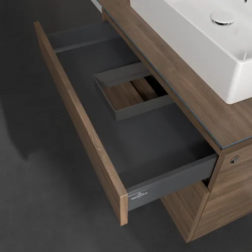 Bild von VILLEROY BOCH Legato Waschbeckenunterschrank, 2 Auszüge, 800 x 550 x 500 mm, Arizona Oak / Arizona Oak #B60200VH