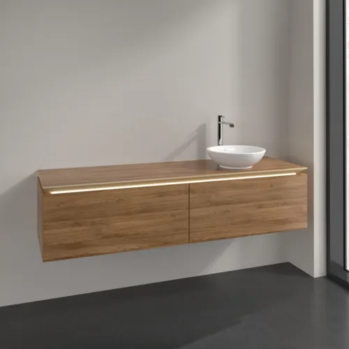 Bild von VILLEROY BOCH Legato Waschbeckenunterschrank, mit Beleuchtung, 2 Auszüge, 1600 x 380 x 500 mm, Kansas Oak / Kansas Oak #B597L0RH