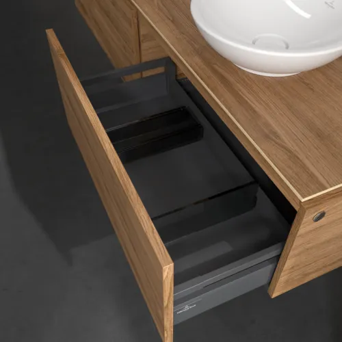 Bild von VILLEROY BOCH Legato Waschbeckenunterschrank, mit Beleuchtung, 2 Auszüge, 1600 x 380 x 500 mm, Kansas Oak / Kansas Oak #B597L0RH