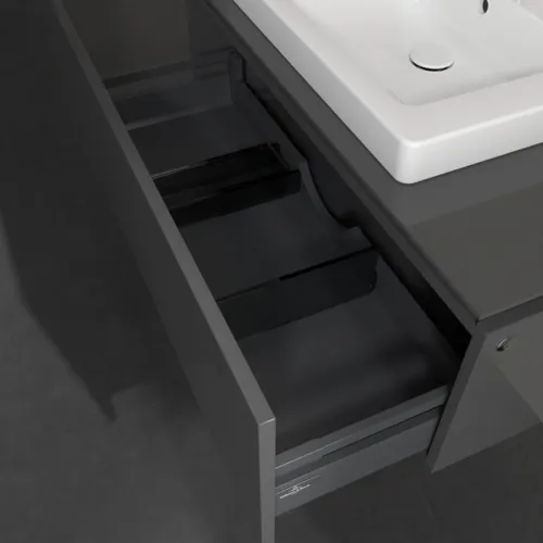 Bild von VILLEROY BOCH Legato Waschbeckenunterschrank, mit Beleuchtung, 1 Auszug, 1000 x 380 x 500 mm, Glossy Grey / Glossy Grey #B680L0FP