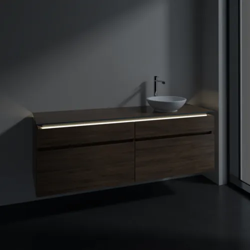 Bild von VILLEROY BOCH Legato Waschbeckenunterschrank, mit Beleuchtung, 4 Auszüge, 1600 x 550 x 500 mm, Arizona Oak / Arizona Oak #B598L0VH