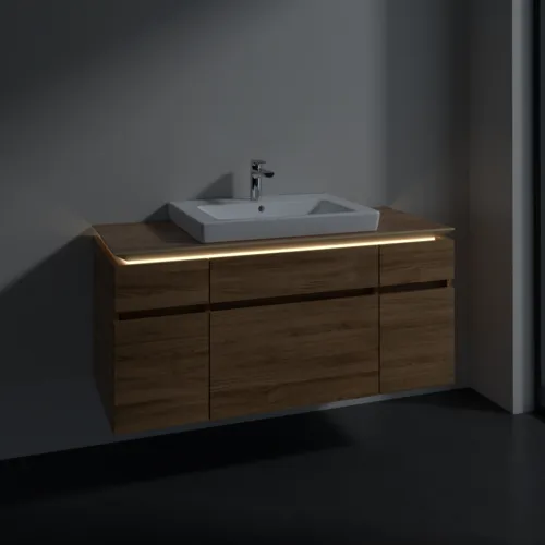 Obrázek VILLEROY BOCH Legato toaletní skříňka, s osvětlením, 5 výsuvů, 1200 x 550 x 500 mm, dub Kansas / dub Kansas #B683L0RH