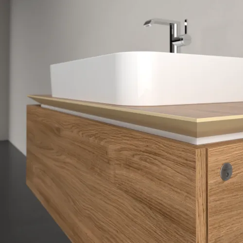 Bild von VILLEROY BOCH Legato Waschbeckenunterschrank, mit Beleuchtung, 1 Auszug, 1000 x 380 x 500 mm, Kansas Oak / Kansas Oak #B755L0RH