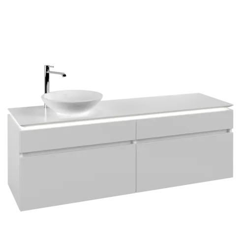 Picture of VILLEROY BOCH Legato Vanity unit, with lighting, 4 pull-out compartments, 1600 x 550 x 500 mm, White Matt / White Matt #B596L0MS