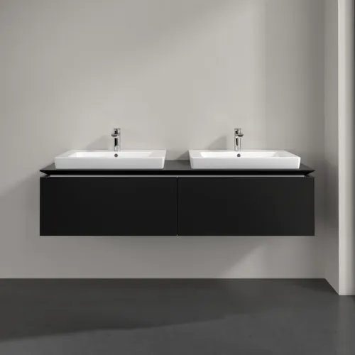 Bild von VILLEROY BOCH Legato Waschbeckenunterschrank, 2 Auszüge, 1600 x 380 x 500 mm, Black Matt Lacquer / Black Matt Lacquer #B69200PD