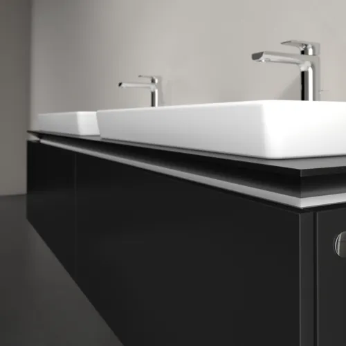 Bild von VILLEROY BOCH Legato Waschbeckenunterschrank, 2 Auszüge, 1600 x 380 x 500 mm, Black Matt Lacquer / Black Matt Lacquer #B69200PD