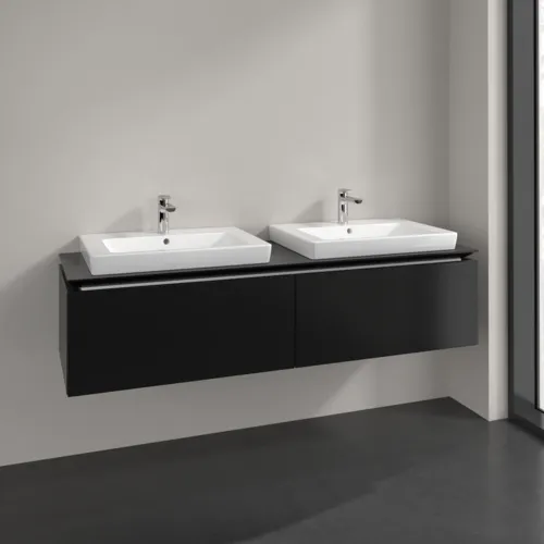 Bild von VILLEROY BOCH Legato Waschbeckenunterschrank, 2 Auszüge, 1600 x 380 x 500 mm, Black Matt Lacquer / Black Matt Lacquer #B69200PD