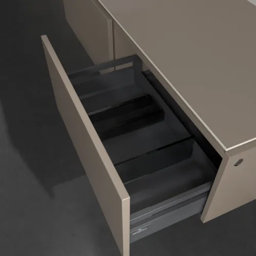 Bild von VILLEROY BOCH Legato Waschbeckenunterschrank, 2 Auszüge, 1400 x 380 x 500 mm, Truffle Grey / Truffle Grey #B58700VG