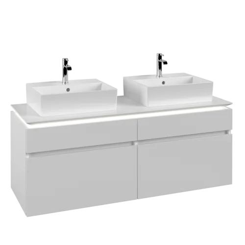Picture of VILLEROY BOCH Legato Vanity unit, with lighting, 4 pull-out compartments, 1400 x 550 x 500 mm, White Matt / White Matt #B669L0MS