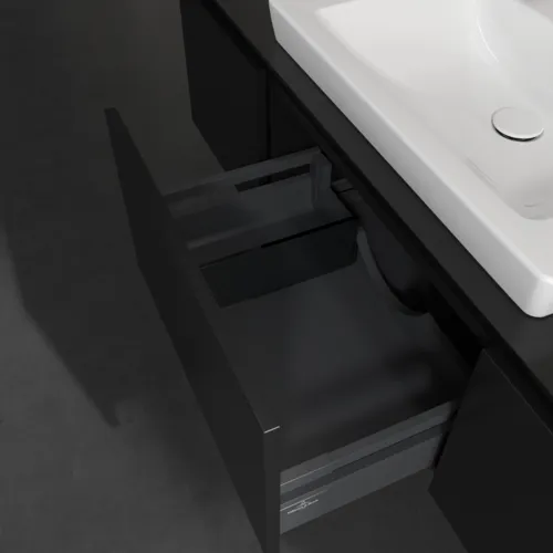 VILLEROY BOCH Legato Waschbeckenunterschrank, mit Beleuchtung, 3 Auszüge, 1200 x 380 x 500 mm, Black Matt Lacquer / Black Matt Lacquer #B682L0PD, Bild 5