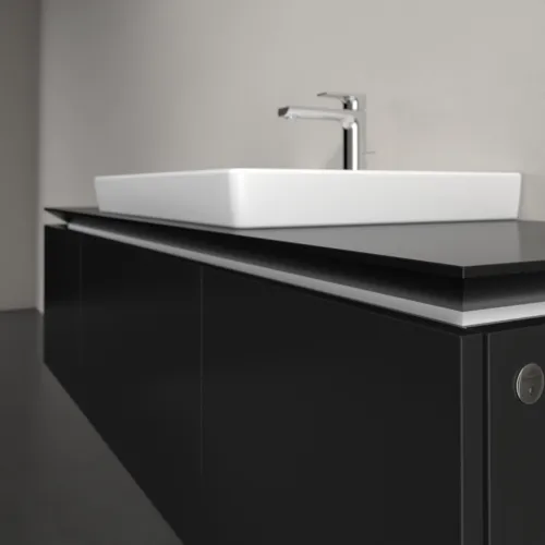 VILLEROY BOCH Legato Waschbeckenunterschrank, mit Beleuchtung, 3 Auszüge, 1200 x 380 x 500 mm, Black Matt Lacquer / Black Matt Lacquer #B682L0PD, Bild 4