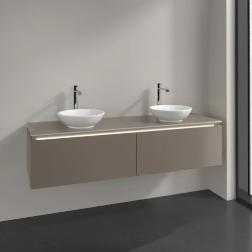 Bild von VILLEROY BOCH Legato Waschbeckenunterschrank, mit Beleuchtung, 2 Auszüge, 1600 x 380 x 500 mm, Truffle Grey / Truffle Grey #B599L0VG