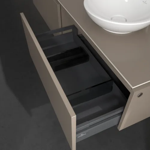 Bild von VILLEROY BOCH Legato Waschbeckenunterschrank, mit Beleuchtung, 2 Auszüge, 1600 x 380 x 500 mm, Truffle Grey / Truffle Grey #B599L0VG