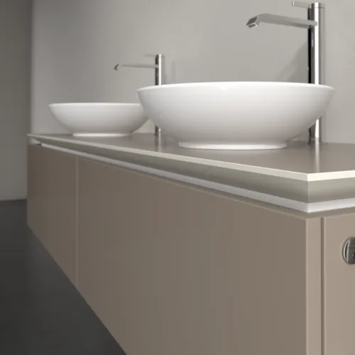 Bild von VILLEROY BOCH Legato Waschbeckenunterschrank, mit Beleuchtung, 2 Auszüge, 1600 x 380 x 500 mm, Truffle Grey / Truffle Grey #B599L0VG