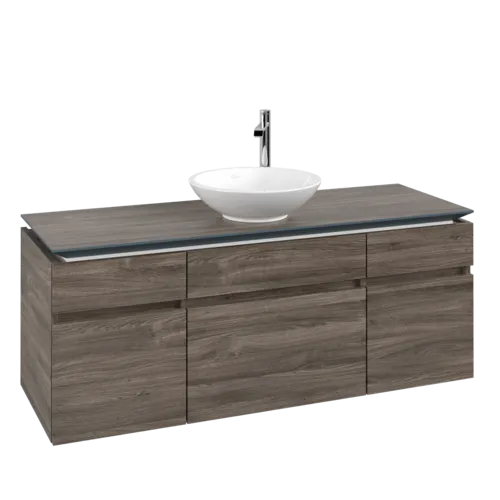 Picture of VILLEROY BOCH Legato Vanity unit, 5 pull-out compartments, 1400 x 550 x 500 mm, Stone Oak / Stone Oak #B58600RK