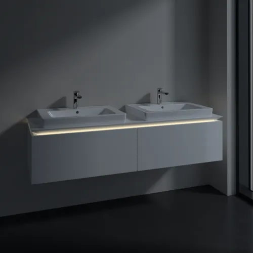 Bild von VILLEROY BOCH Legato Waschbeckenunterschrank, mit Beleuchtung, 2 Auszüge, 1600 x 380 x 500 mm, Glossy White / Glossy White #B692L0DH