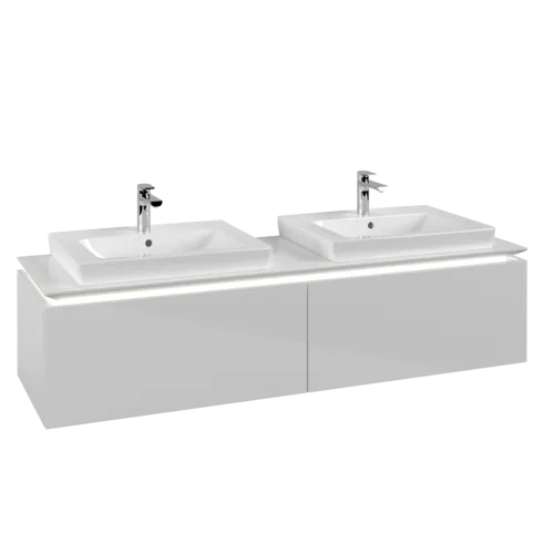 Obrázek VILLEROY BOCH Legato toaletní skříňka, s osvětlením, 2 zásuvky, 1600 x 380 x 500 mm, lesklá bílá / lesklá bílá #B692L0DH