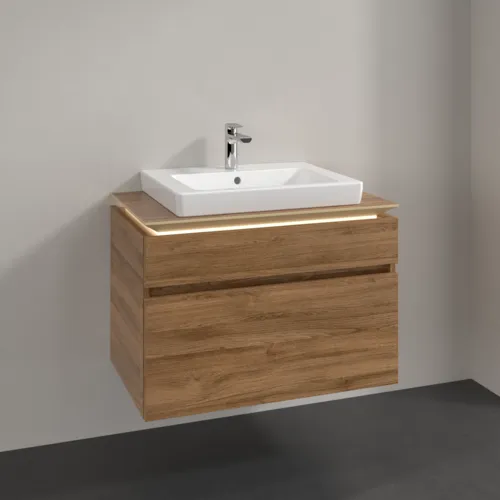 Bild von VILLEROY BOCH Legato Waschbeckenunterschrank, mit Beleuchtung, 2 Auszüge, 800 x 550 x 500 mm, Kansas Oak / Kansas Oak #B679L0RH