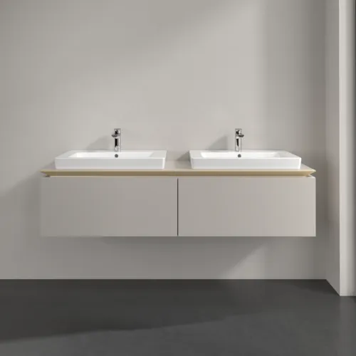Bild von VILLEROY BOCH Legato Waschbeckenunterschrank, 2 Auszüge, 1600 x 380 x 500 mm, Soft Grey / Soft Grey #B69200VK