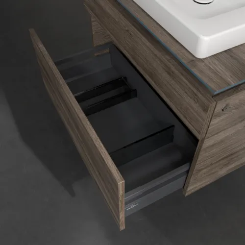 Bild von VILLEROY BOCH Legato Waschbeckenunterschrank, mit Beleuchtung, 2 Auszüge, 800 x 550 x 500 mm, Stone Oak / Stone Oak #B679L0RK