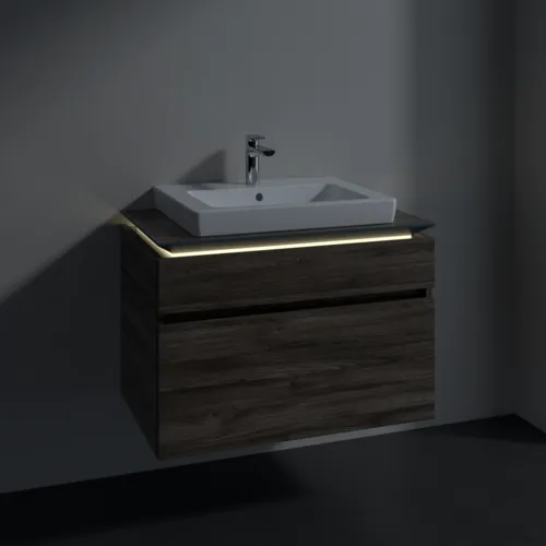 Bild von VILLEROY BOCH Legato Waschbeckenunterschrank, mit Beleuchtung, 2 Auszüge, 800 x 550 x 500 mm, Stone Oak / Stone Oak #B679L0RK