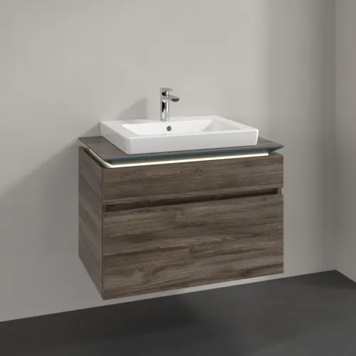 Bild von VILLEROY BOCH Legato Waschbeckenunterschrank, mit Beleuchtung, 2 Auszüge, 800 x 550 x 500 mm, Stone Oak / Stone Oak #B679L0RK
