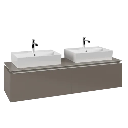 Picture of VILLEROY BOCH Legato Vanity unit, 2 pull-out compartments, 1600 x 380 x 500 mm, Truffle Grey / Truffle Grey #B67600VG